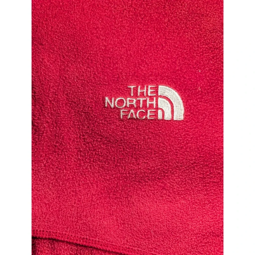 The North Face Mens Full Zip Fleece Vest Red Cream Made in USA Mock Neck M
